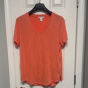 Athleta Coral V-Neck Short Sleeve Tee
